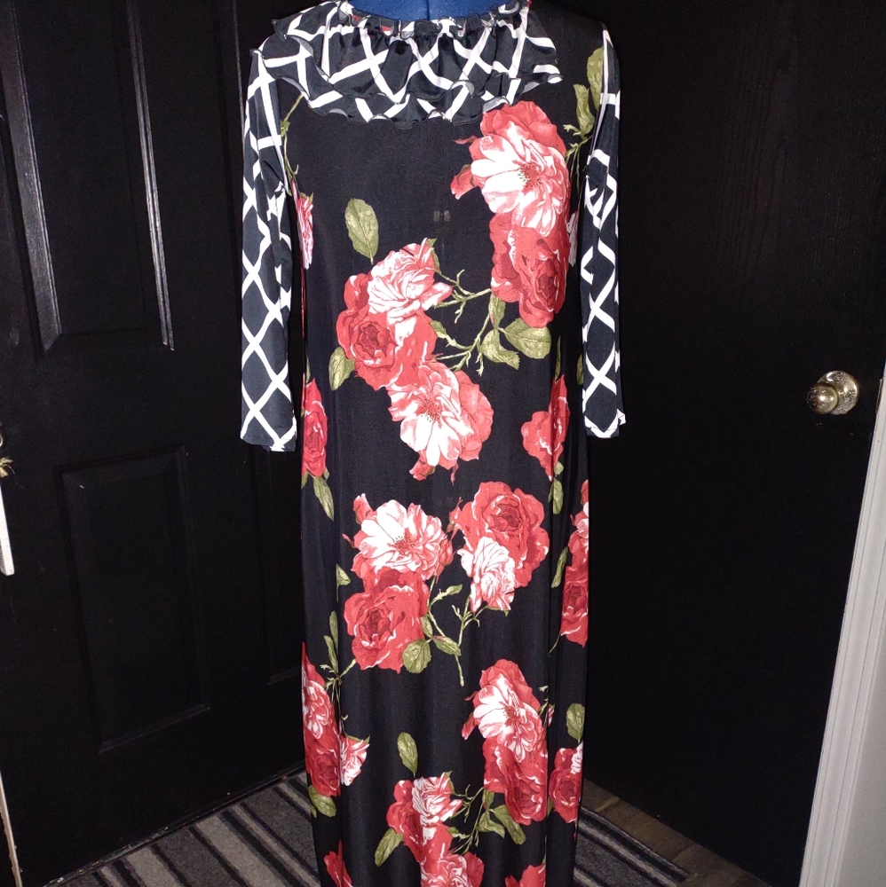 Floral/checker High Low dress